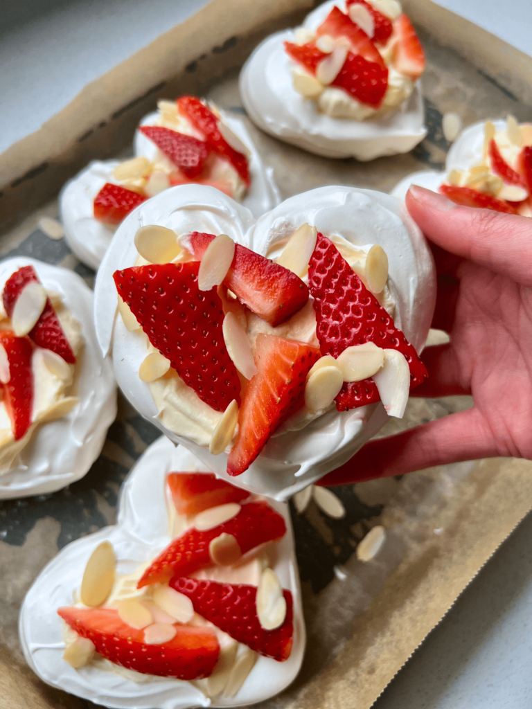 heart shaped meringues for valentines day