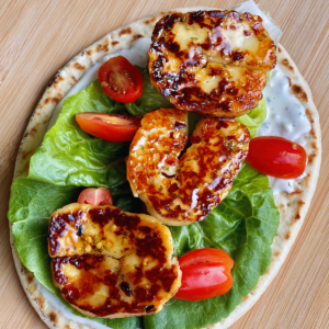 sweet chilli halloumi recipe final compiled dish