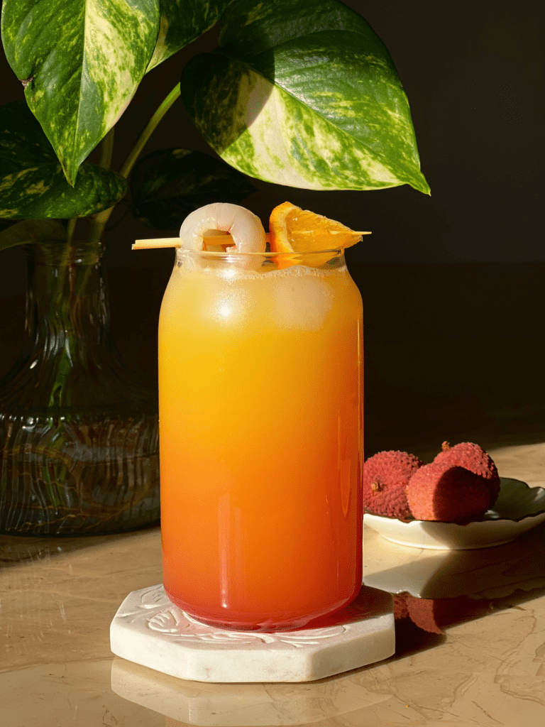 Refreshing Lychee Sunrise Mocktail