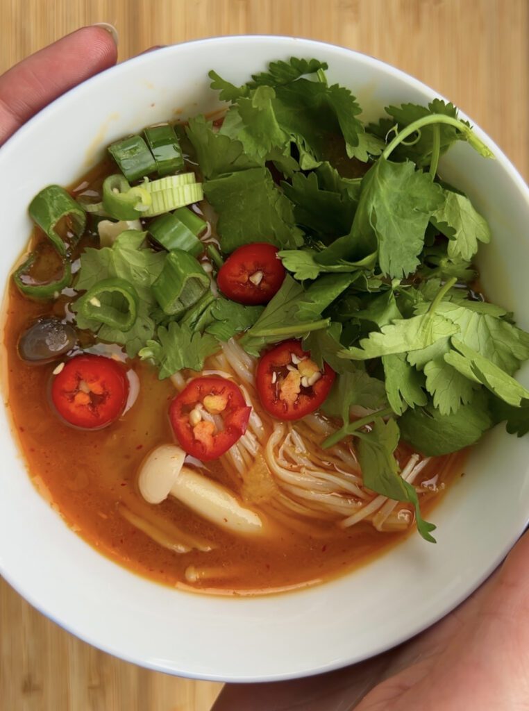 Vegetarian Mushroom Dumpling soup 