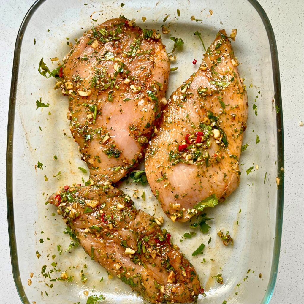 Marinated chicken for Pan-fried Chicken with Creamy Mash potatoes