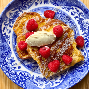 Raspberry and Clotted cream French Toast