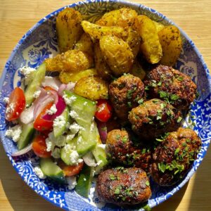 Greek meatball bowl