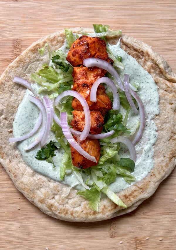 Chicken Tandoori Wraps with Naan and Green Chutney